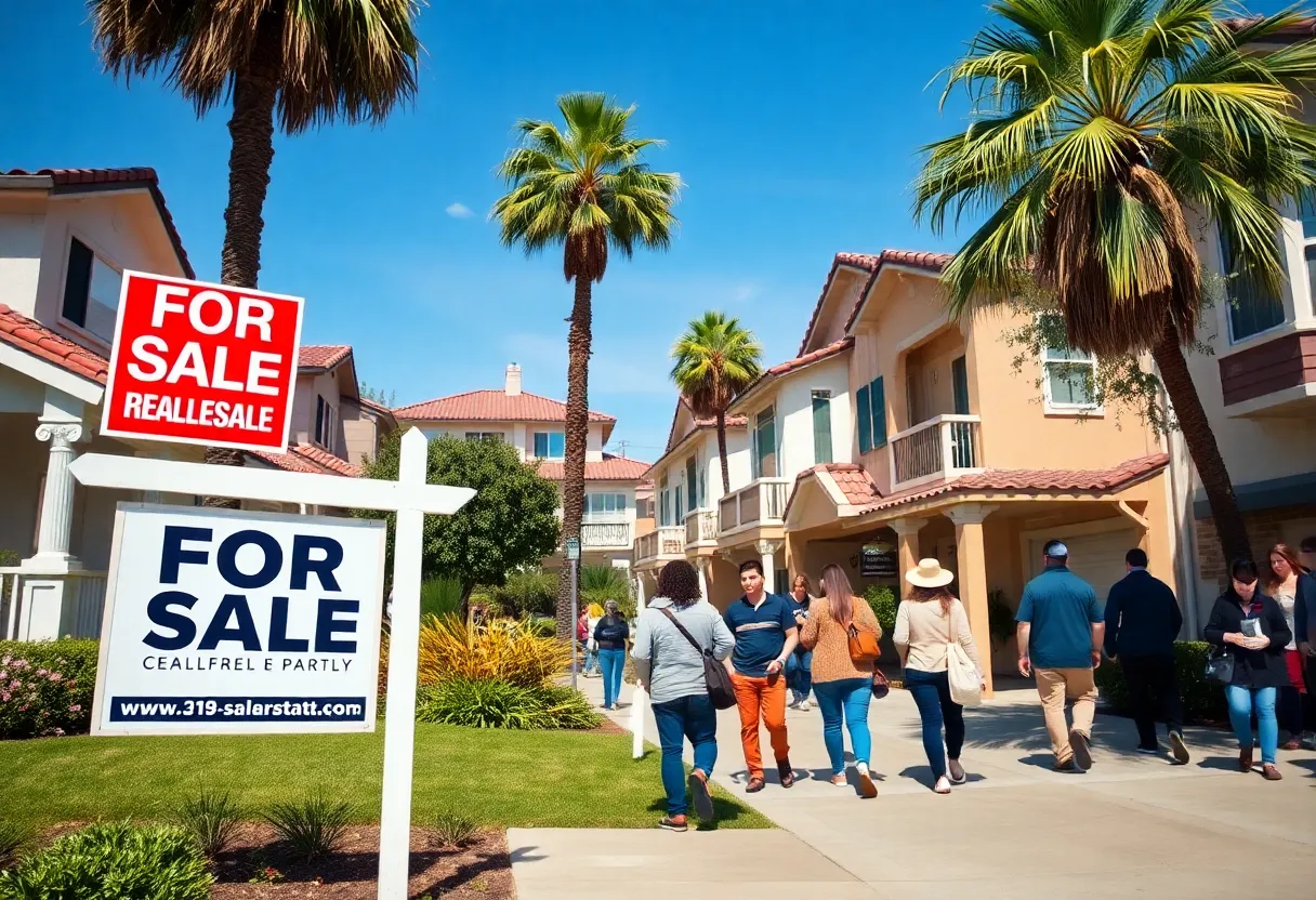 A lively neighborhood in California with homes for sale